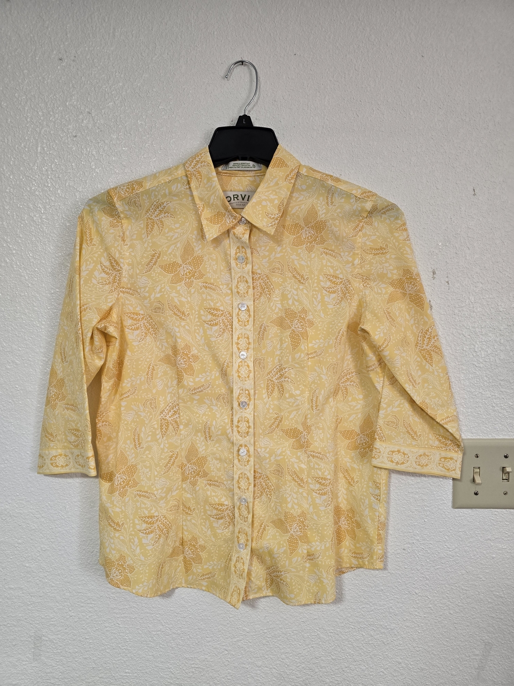 Orvis Yellow Floral Cotton Button-Front Shirt